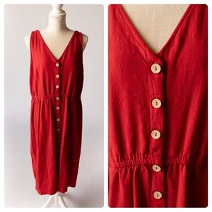 Universal Thread | Red | Front Button Up | Midi Dress | XL